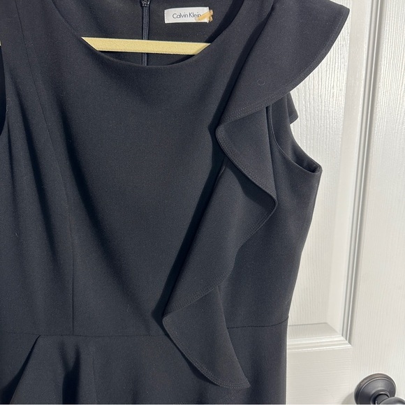 Calvin Klein dress, size 10, asymmetrical ruffle, lined, fitted, date night, LBD - Picture 1 of 14